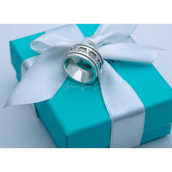 Tiffany & Co. Vintage Atlas Roman Numeral Ring Wide Band Silver Size 9.5 - Picture 5 of 6